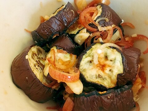 簡単副菜☆長なすのみょうが醤油和え
